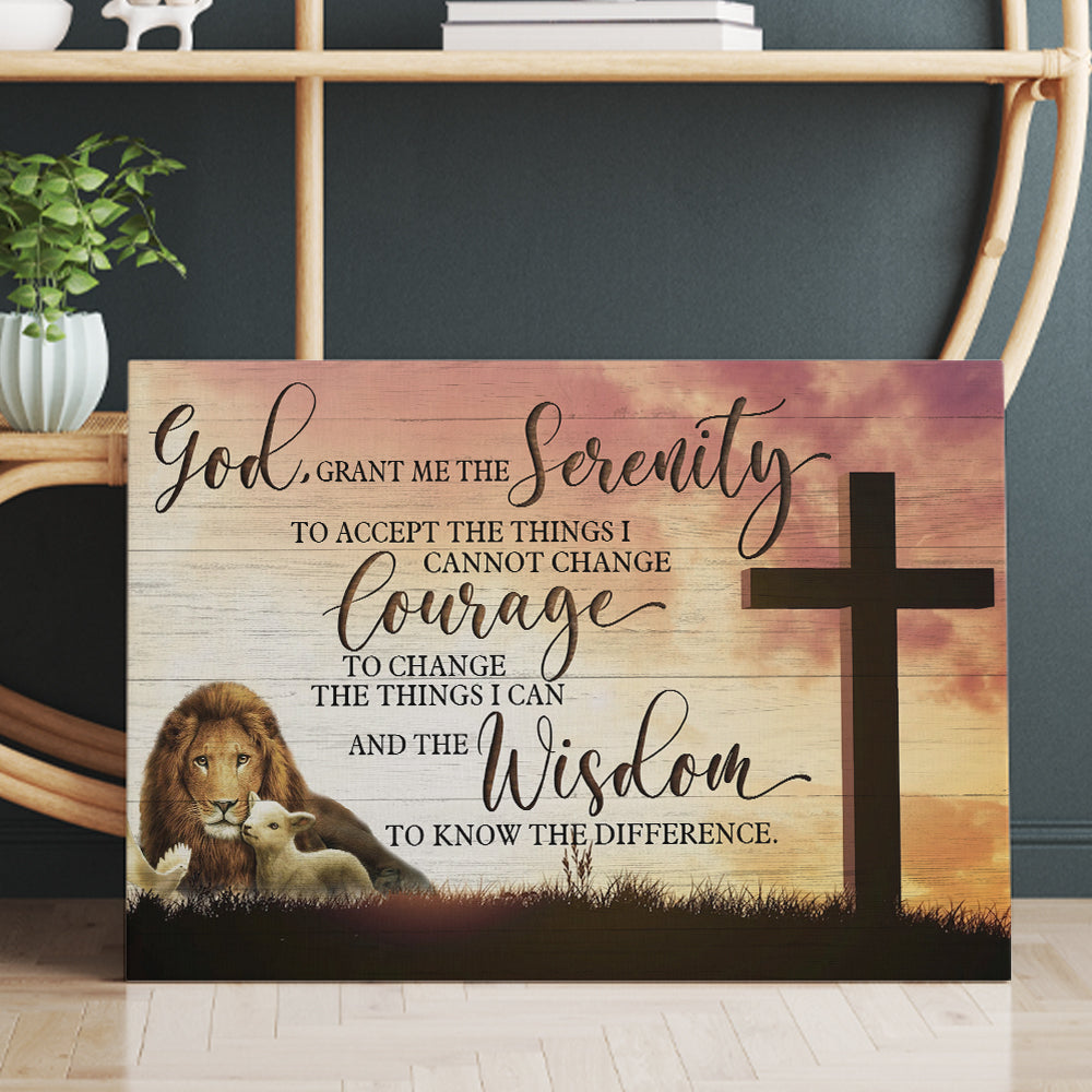 Serenity Prayer God Jesus Lion and Lamb Dove God Grant Me The Serenity To Accept The Things I Cannot Change Canvas Prints
