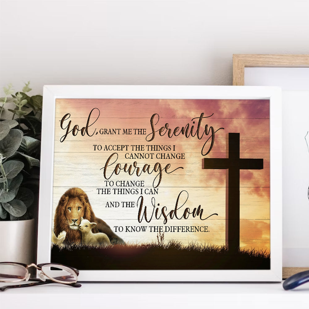 Serenity Prayer God Jesus Lion and Lamb Dove God Grant Me The Serenity To Accept The Things I Cannot Change Canvas Prints