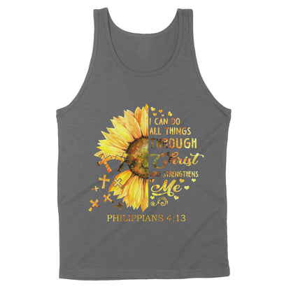 Premium Tank - I Can Do All Things Through Christ Who Strengthens Me Daisy Flower