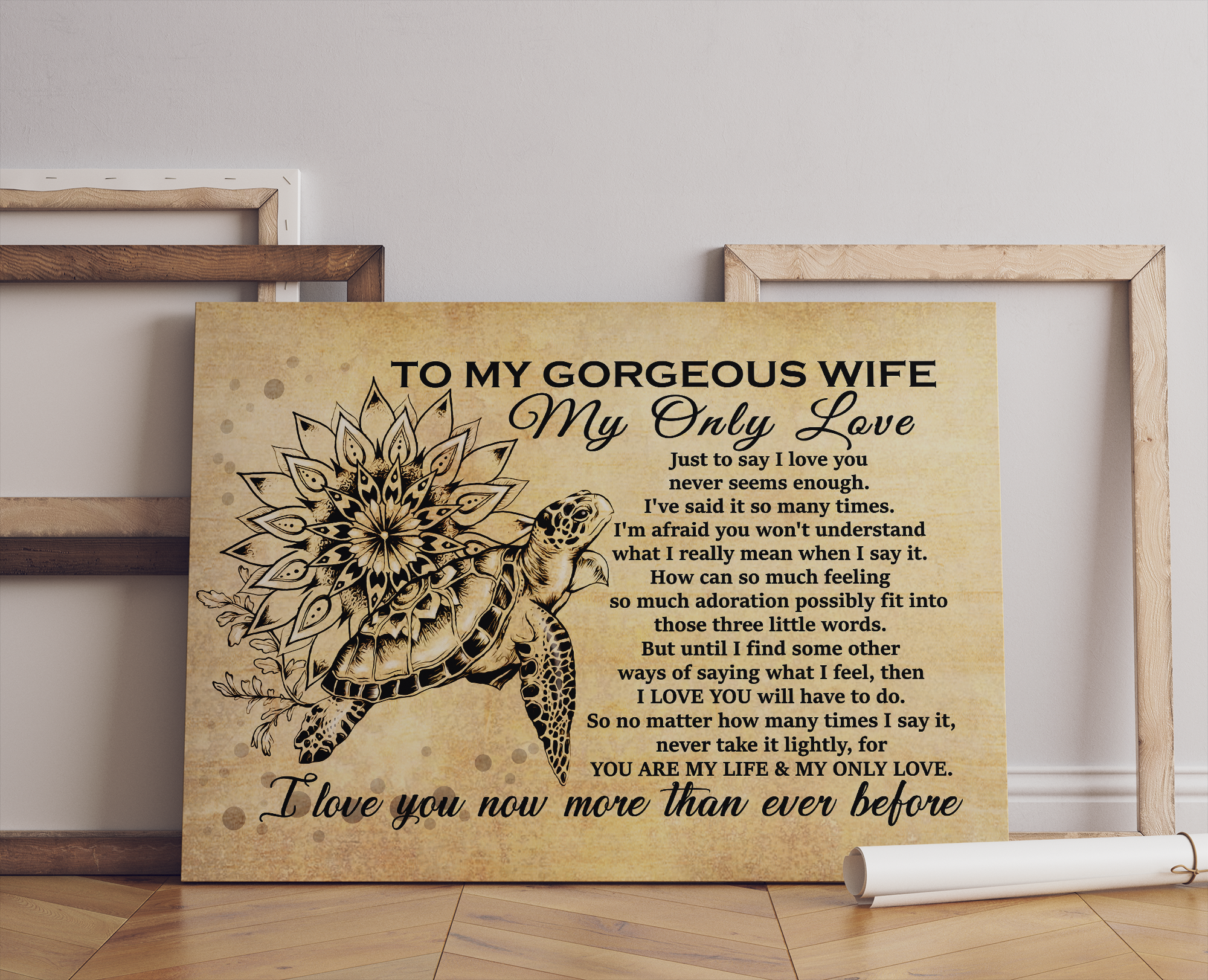 To My Gorgeous Wife, My Only Love, Turtle Canvas Prints