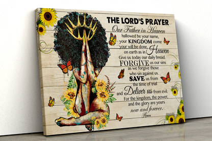 The Lord's Prayer Our Father In Heaven Girls Scripture Prayer God Christian African Black Queen Canvas Prints