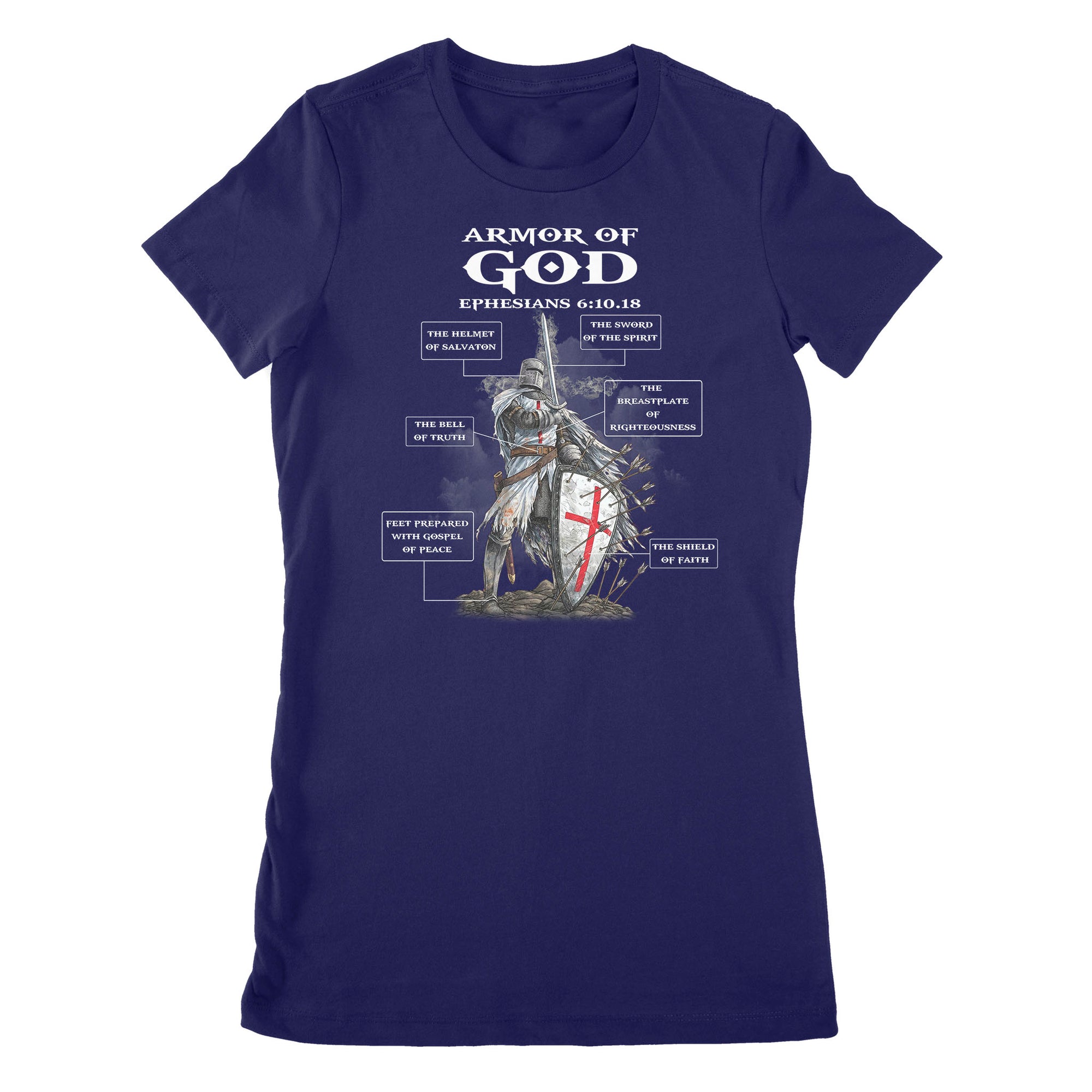 Armor of God Bible Study on Ephesians 6:10-18 - Premium Women's T-shirt