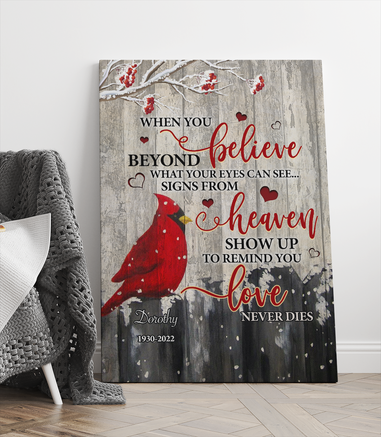 Personalized Cardinal Bird – When You Believe Beyond What Your Eyes Can See Canvas Prints