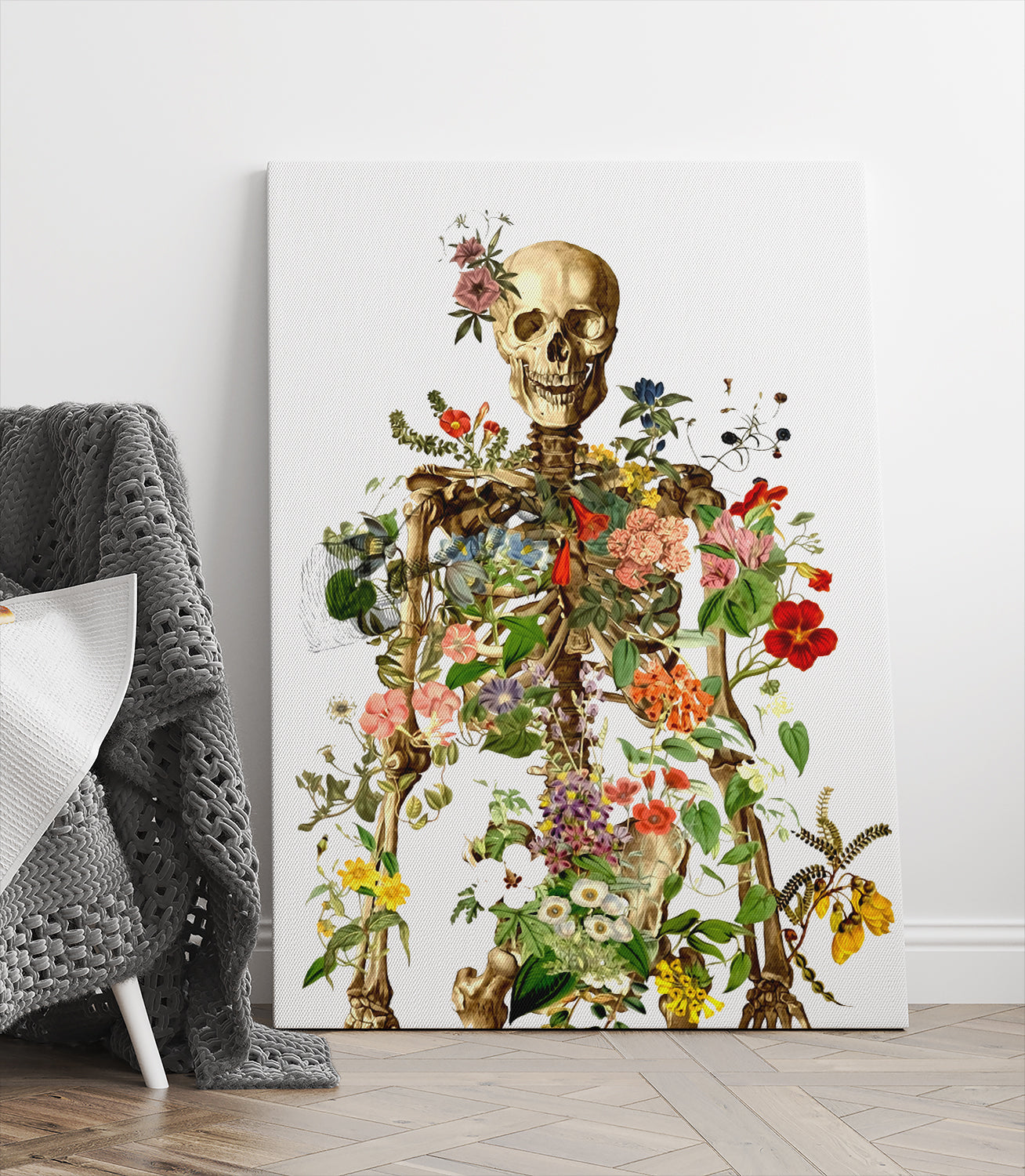 Human Skeleton Flower Gift for Doctor Wall Art  Art Anatomy Canvas Prints