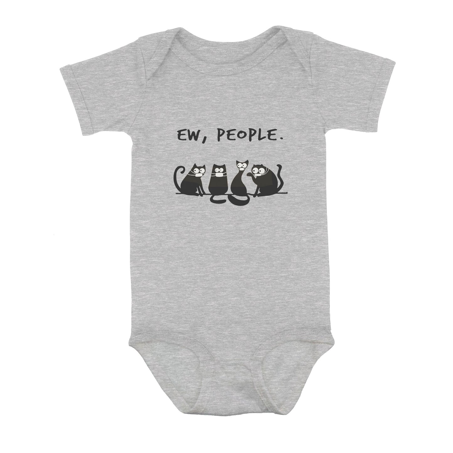 Ew People Funny Black Cat Wearing Mask - Baby Onesie