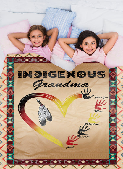 Personalized Custom Names Indigenous Grandma Native American Blanket