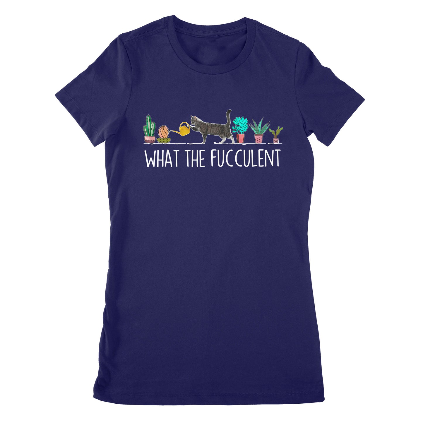 Premium Women's T-shirt - Cat Watering Plants