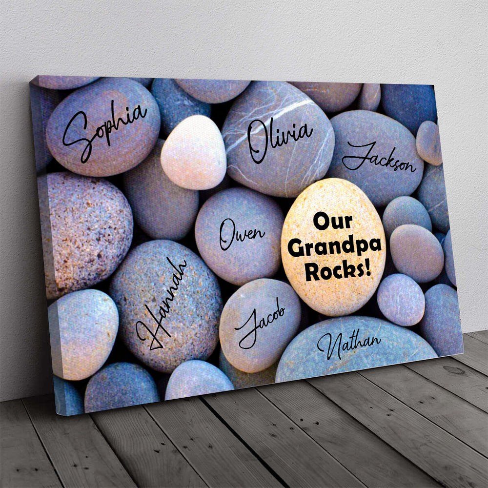 Personalized Rock Family Custom Grandparents And Grandkids Rocks Canvas Prints And Poster