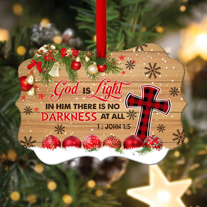 God Is Light In Him There Is No Darkness At All 1 : John 1:5 Medallion Metal Ornament