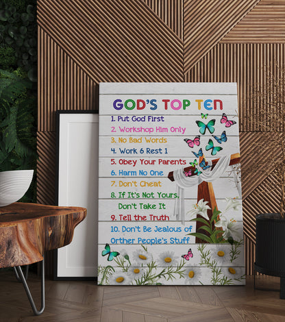 Always Remember God's Top 10 Ten Commandments Poster and Canvas