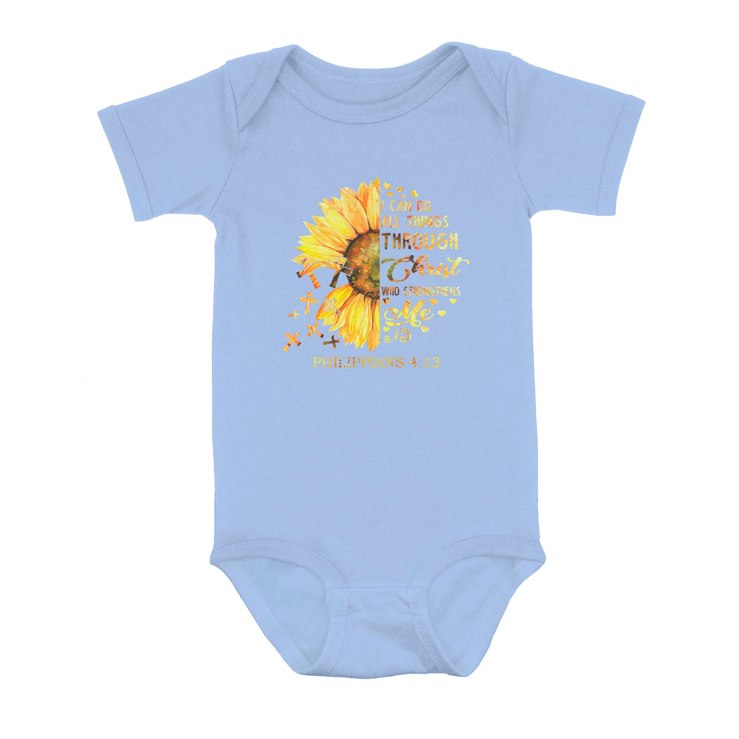 I Can Do All Things Through Christ Who Strengthens Me Daisy Flower - Baby Onesie