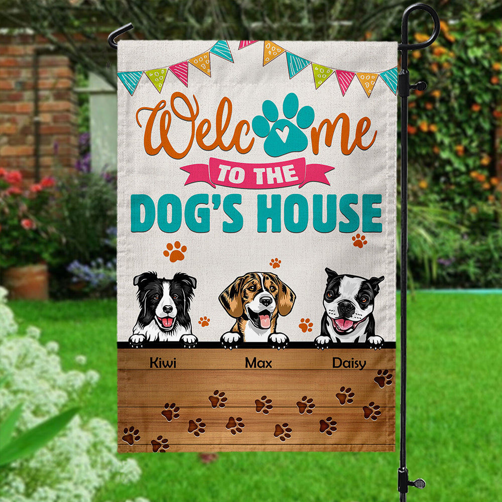 Personalized Welcome To The Dog's House Garden Flag And House Flag