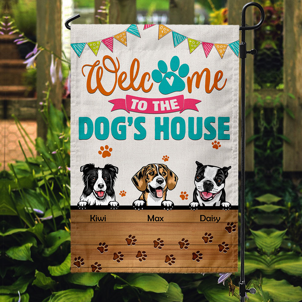 Personalized Welcome To The Dog's House Garden Flag And House Flag