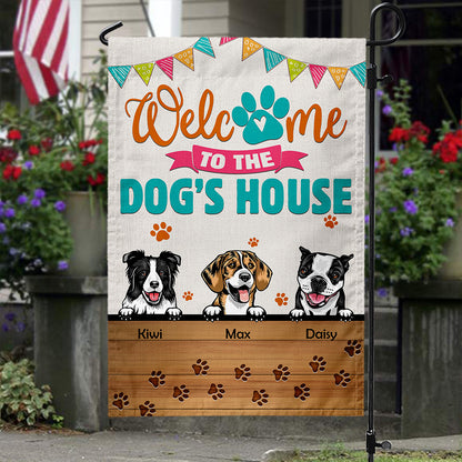 Personalized Welcome To The Dog's House Garden Flag And House Flag