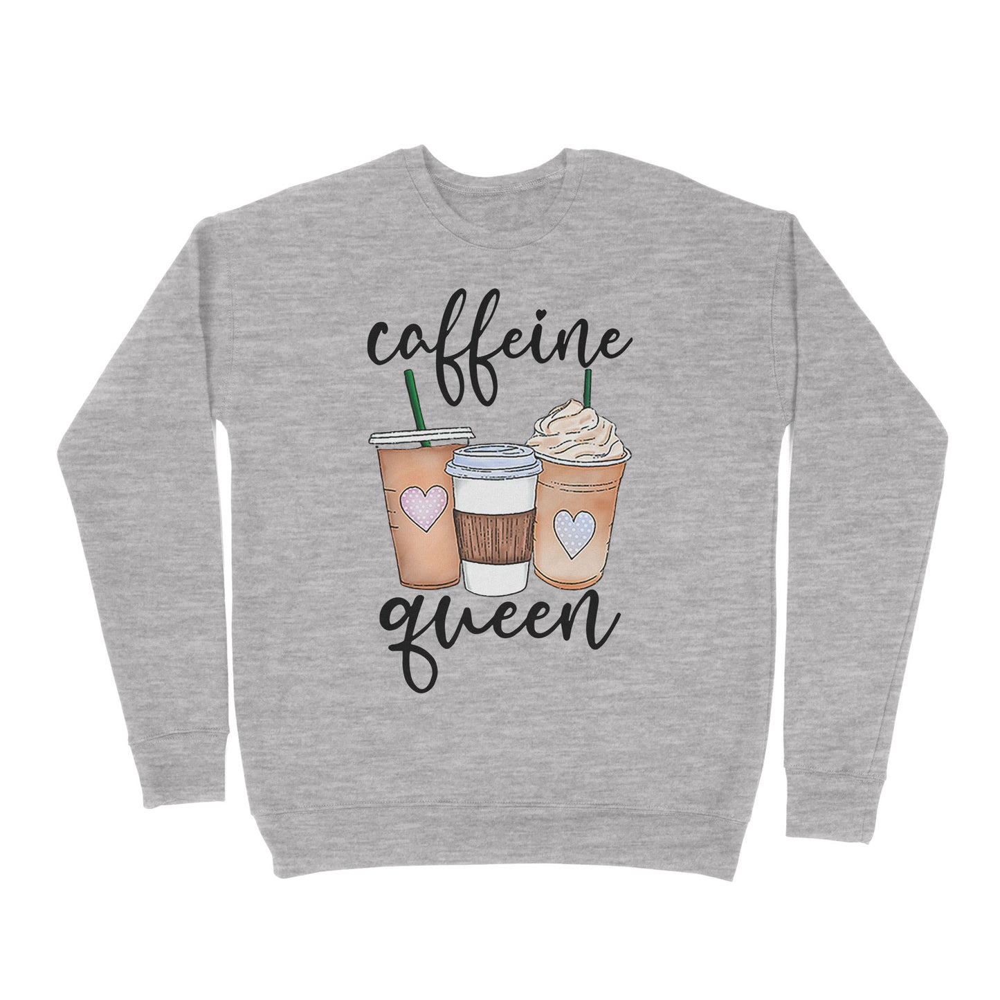 Premium Crew Neck Sweatshirt - Caffeine Queen, Coffee Lover, Coffee Queen