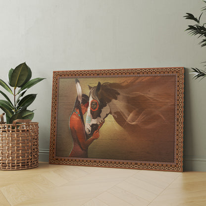 Horse And Woman Native American Canvas Prints