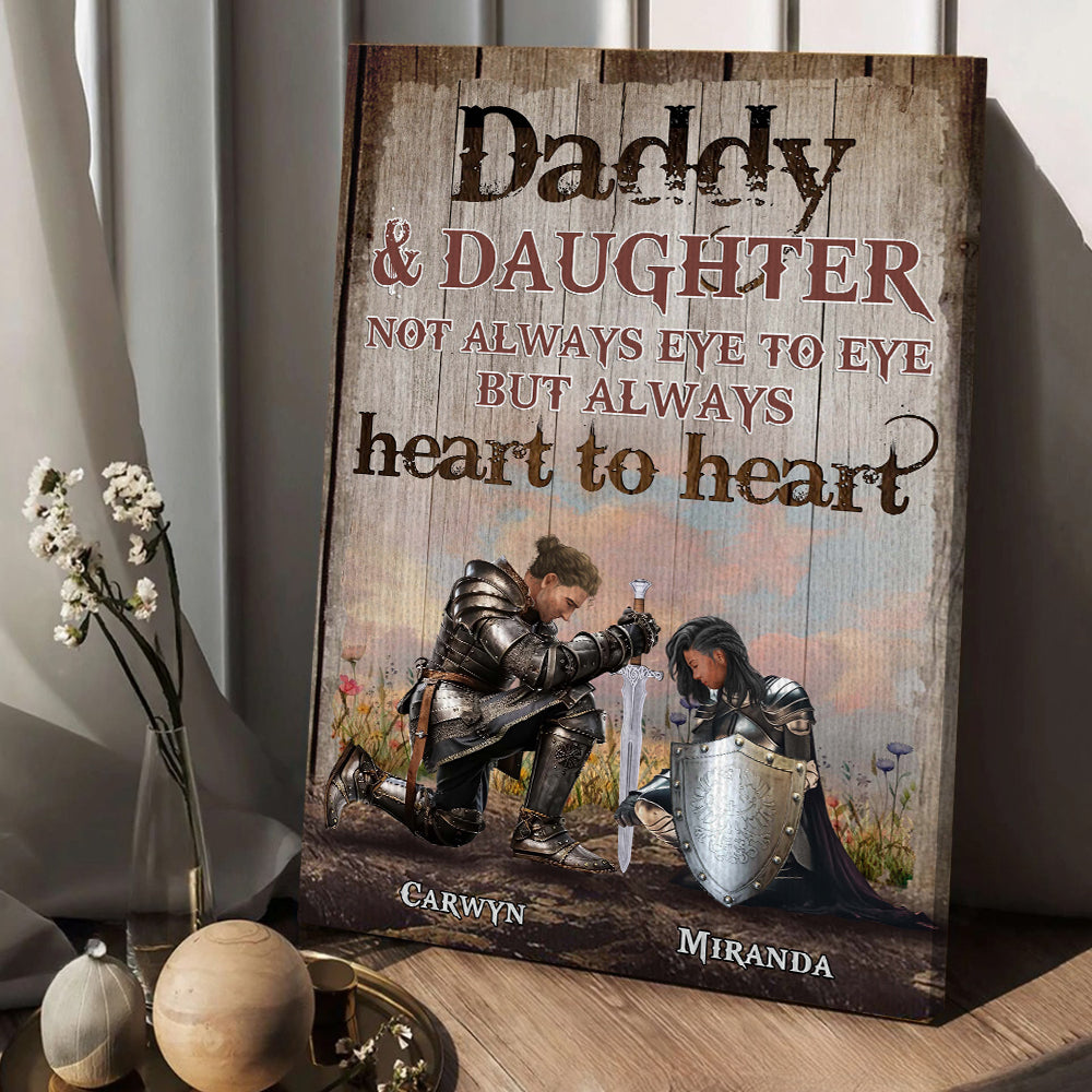 Personalized Dad And Daughter Warrior With Quote Love Poster Canvas