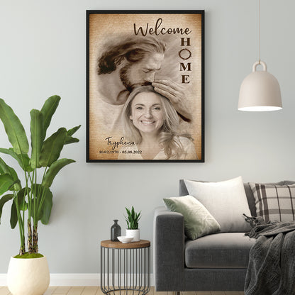 Personalized Custom Photo and Custom Name Date Memorial Welcome Home Jesus Canvas Custom Memorial Canvas Prints