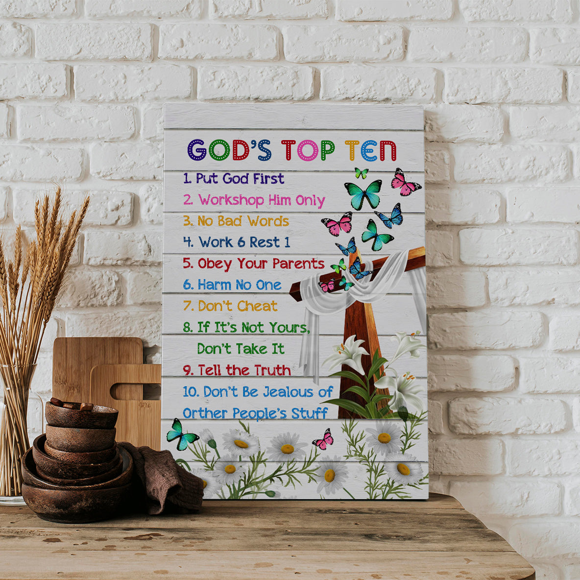Always Remember God's Top 10 Ten Commandments Poster and Canvas