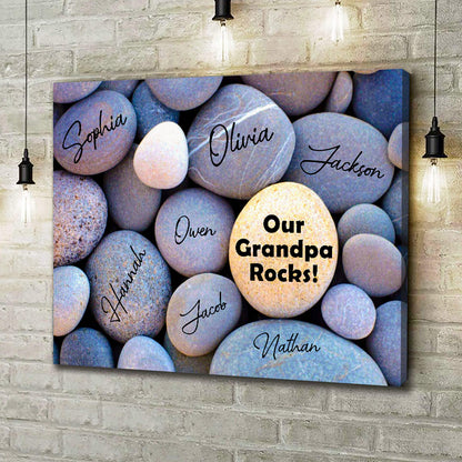 Personalized Rock Family Custom Grandparents And Grandkids Rocks Canvas Prints And Poster