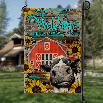 Welcome to Our Farm Cow Sign Cow With Flowers Wreath Sign Garden Flag And House Flag