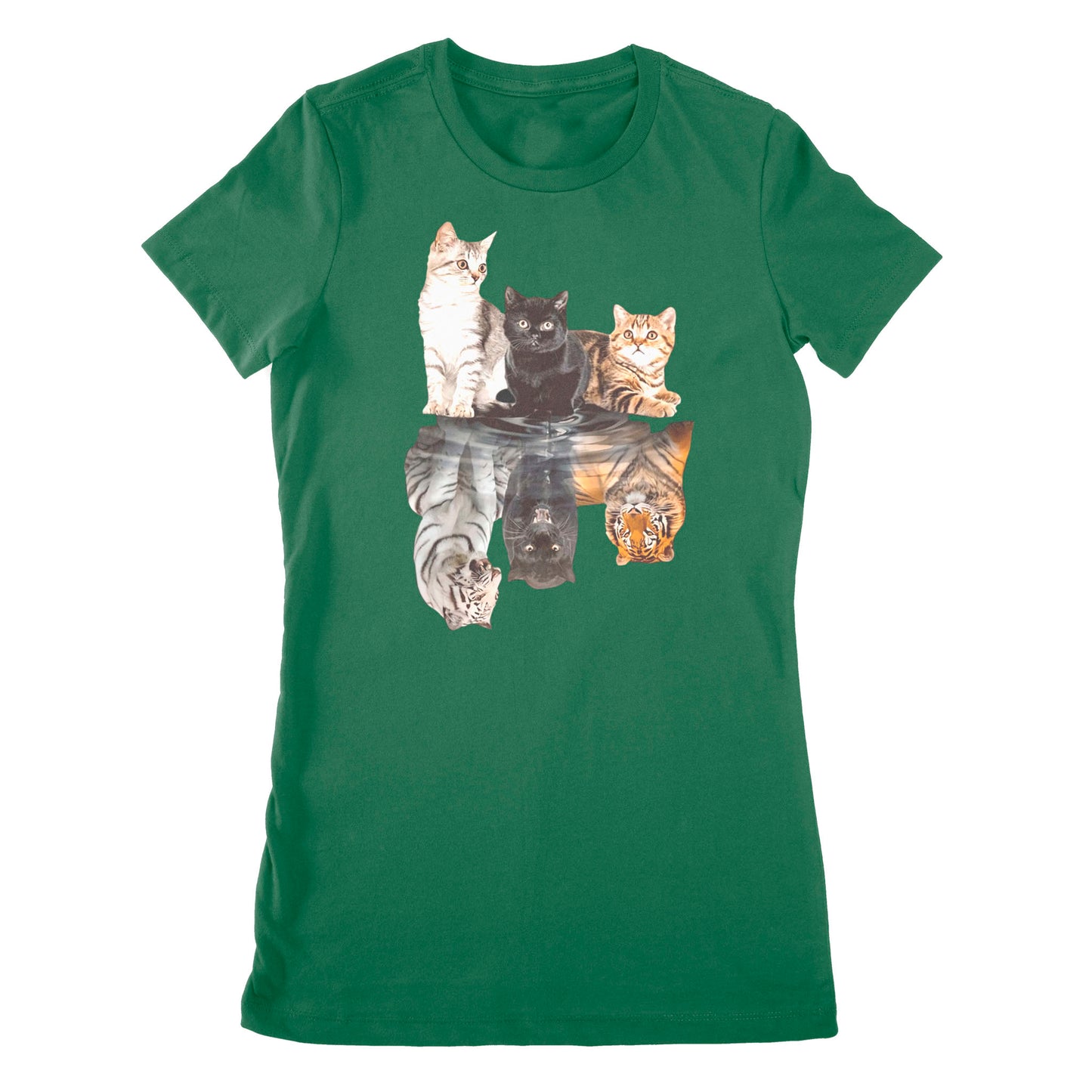 Premium Women's T-shirt - The Cats Water Mirror Reflection Tigers