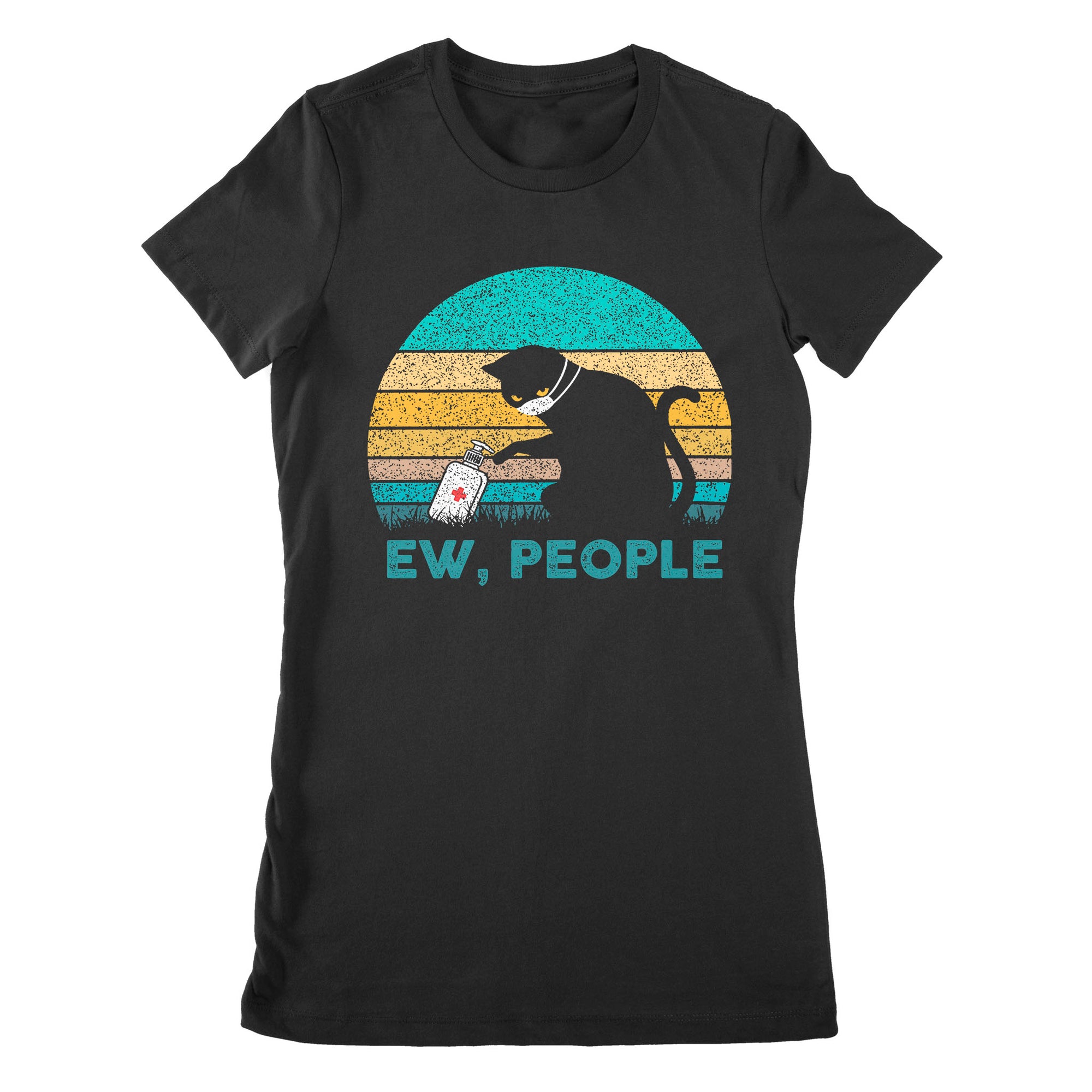 Premium Women's T-shirt - Cat Wear Mask Ew People Covid