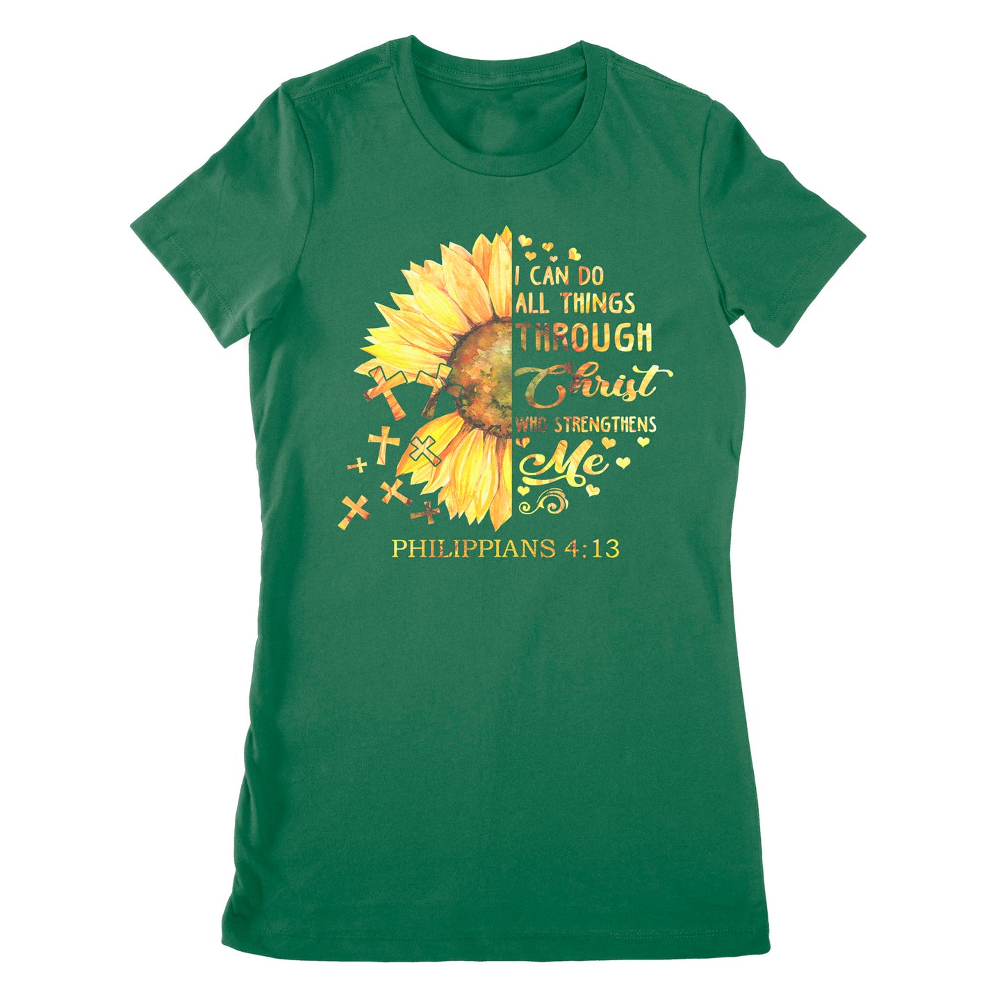 Premium Women's T-shirt - I Can Do All Things Through Christ Who Strengthens Me Daisy Flower