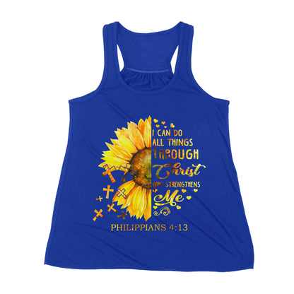 Premium Women's Tank - I Can Do All Things Through Christ Who Strengthens Me Daisy Flower