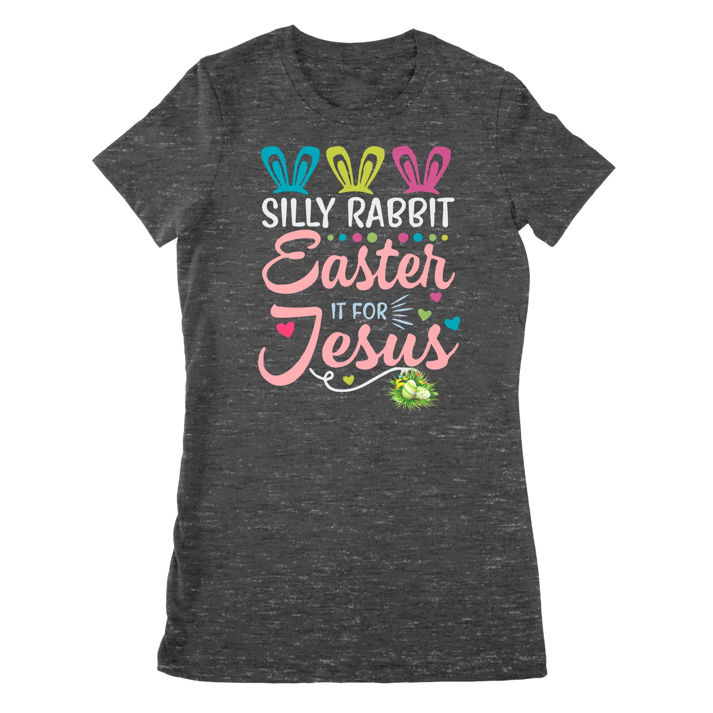 Premium Women's T-shirt - Silly Rabbit Easter Is For Jesus Christians Cross Bunny Easter Eggs Cute