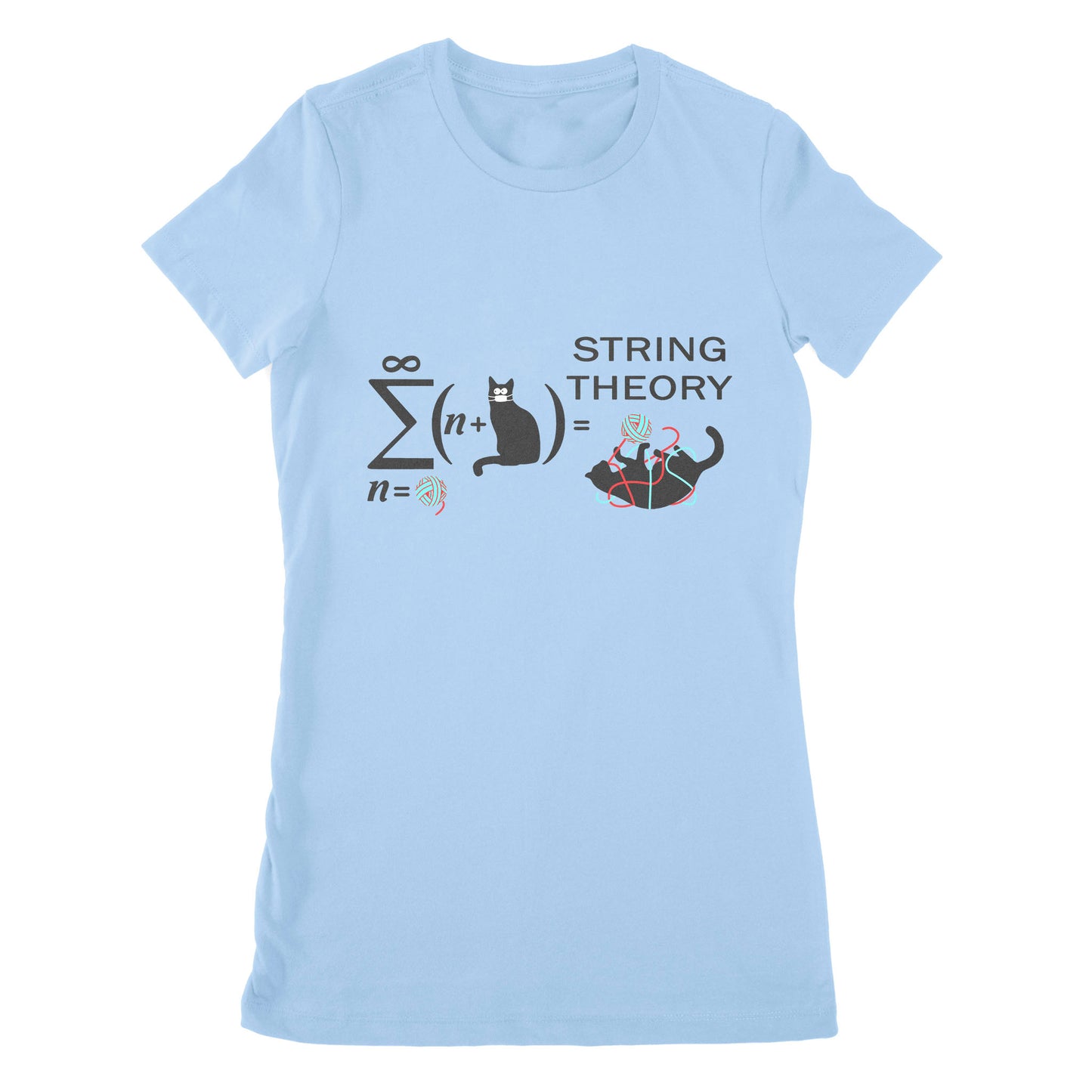 Premium Women's T-shirt - String Theory Funny Maths Cat Wool