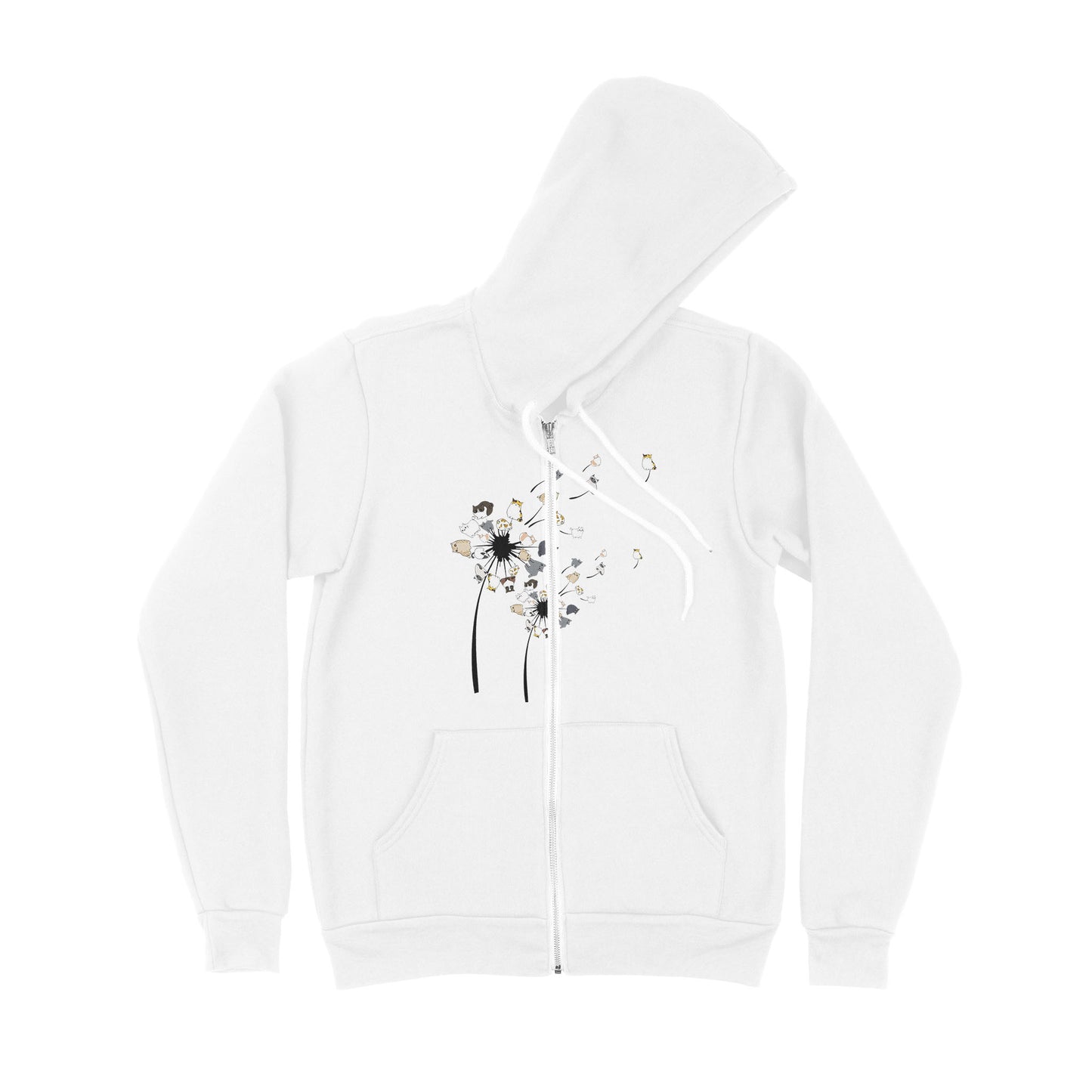 Dandelion Cats Flower - Premium Zip Hoodie