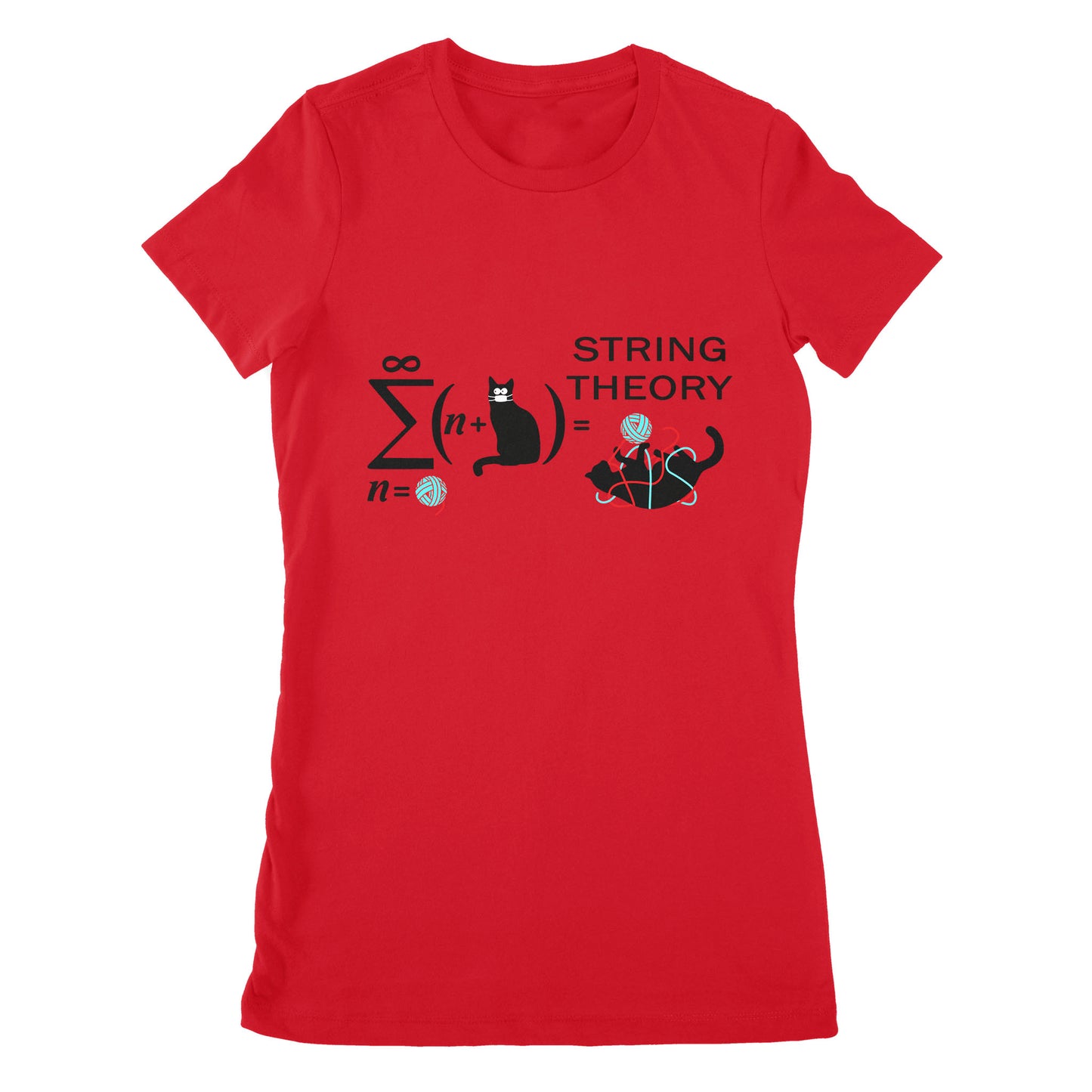 Premium Women's T-shirt - String Theory Funny Maths Cat Wool