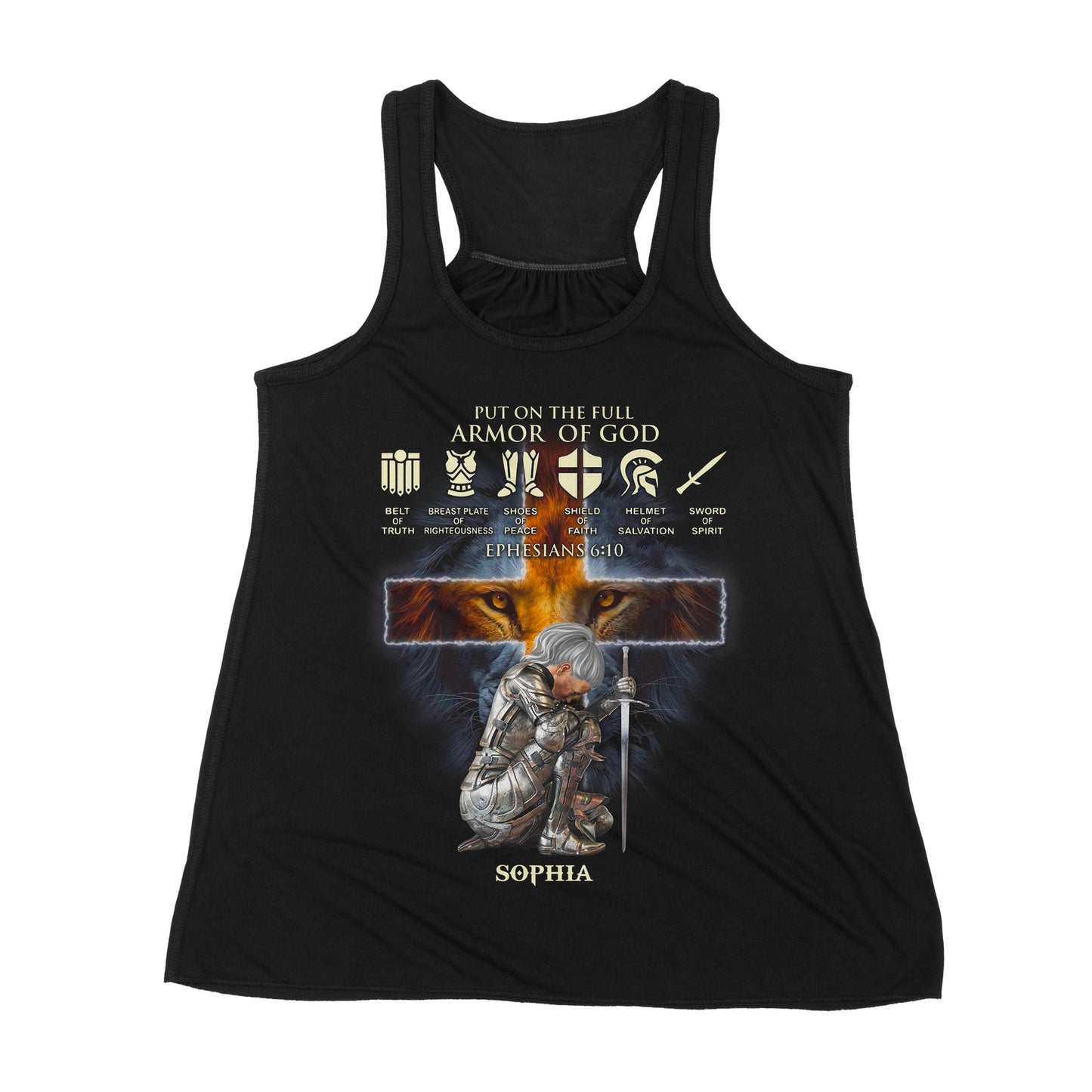 Personalized Woman Warrior Of God Put On The Full Armor Of God Ephesians 6-10 Premium Women's Tank