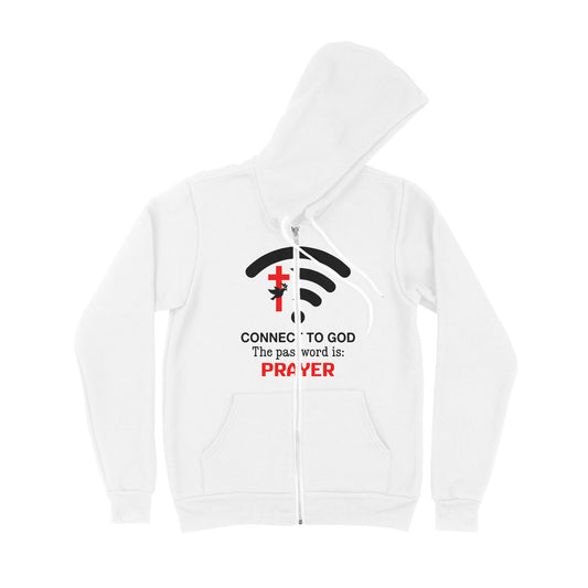 Connect to God the password is Prayer - Premium Zip Hoodie