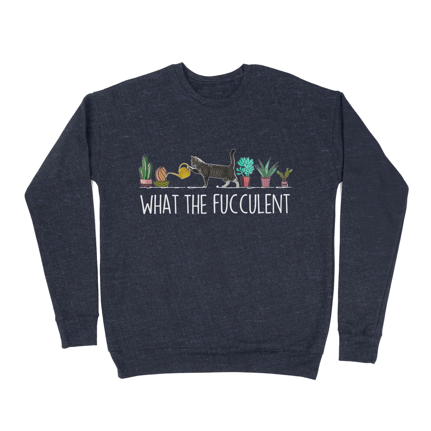 Premium Crew Neck Sweatshirt - Cat Watering Plants