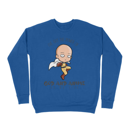 Premium Crew Neck Sweatshirt - I Have The Power Of God And Anime On My Side