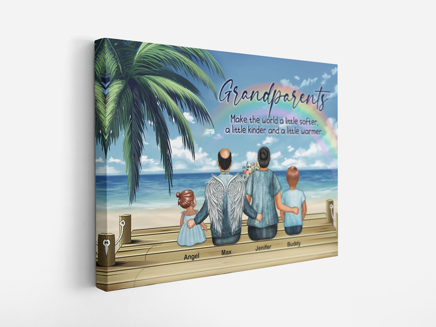 Personalized Grandparents Make The World A Little Softer, A Little Kinder, A Little Warmer Canvas Prints