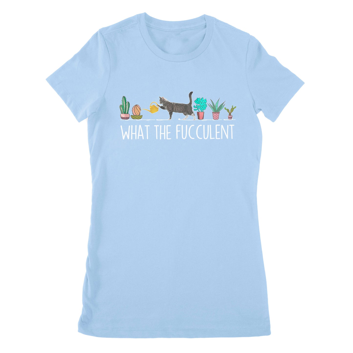 Premium Women's T-shirt - Cat Watering Plants