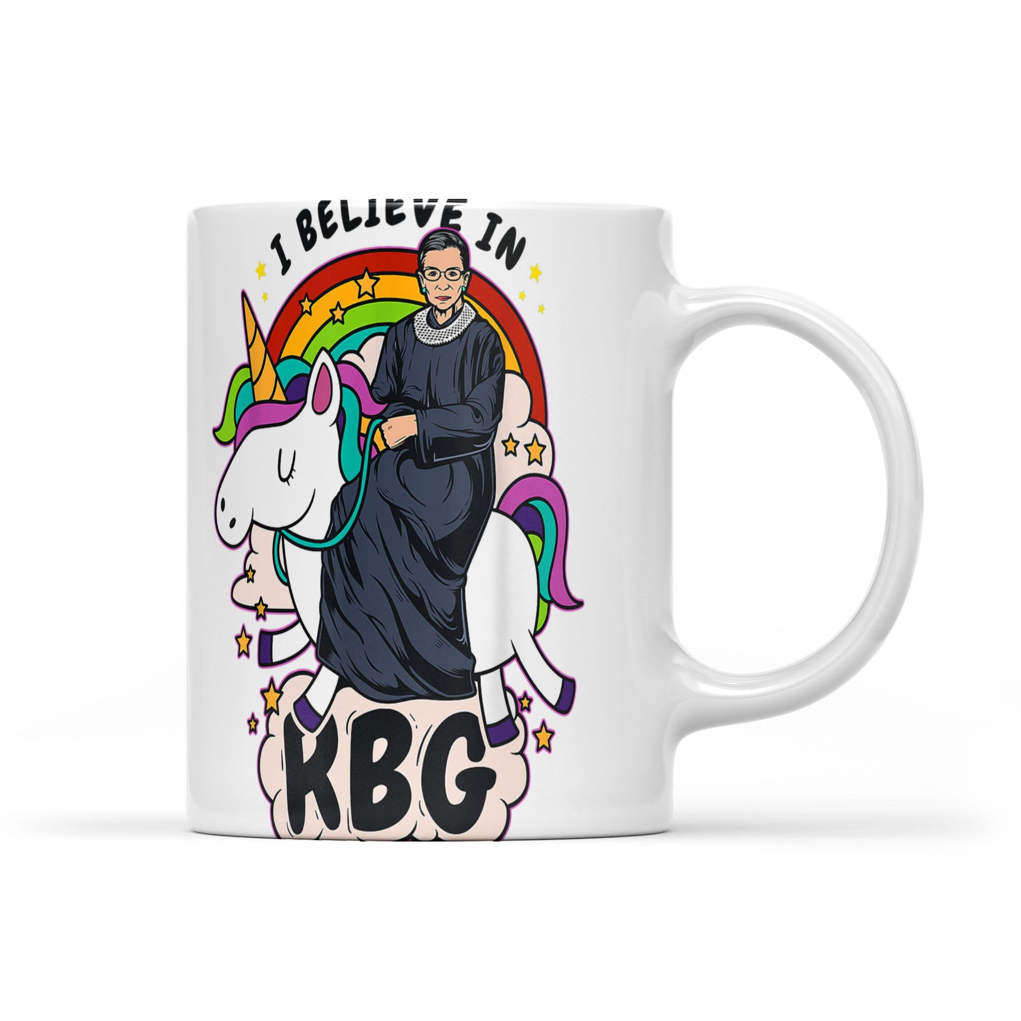 I Believe In RBG Unicorn Feminist - White Edge-to-Edge Mug