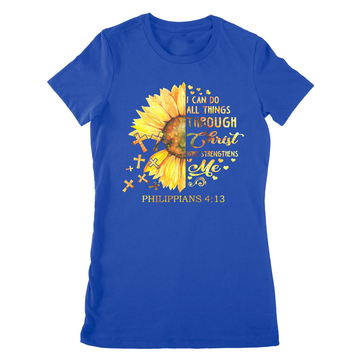 Premium Women's T-shirt - I Can Do All Things Through Christ Who Strengthens Me Daisy Flower