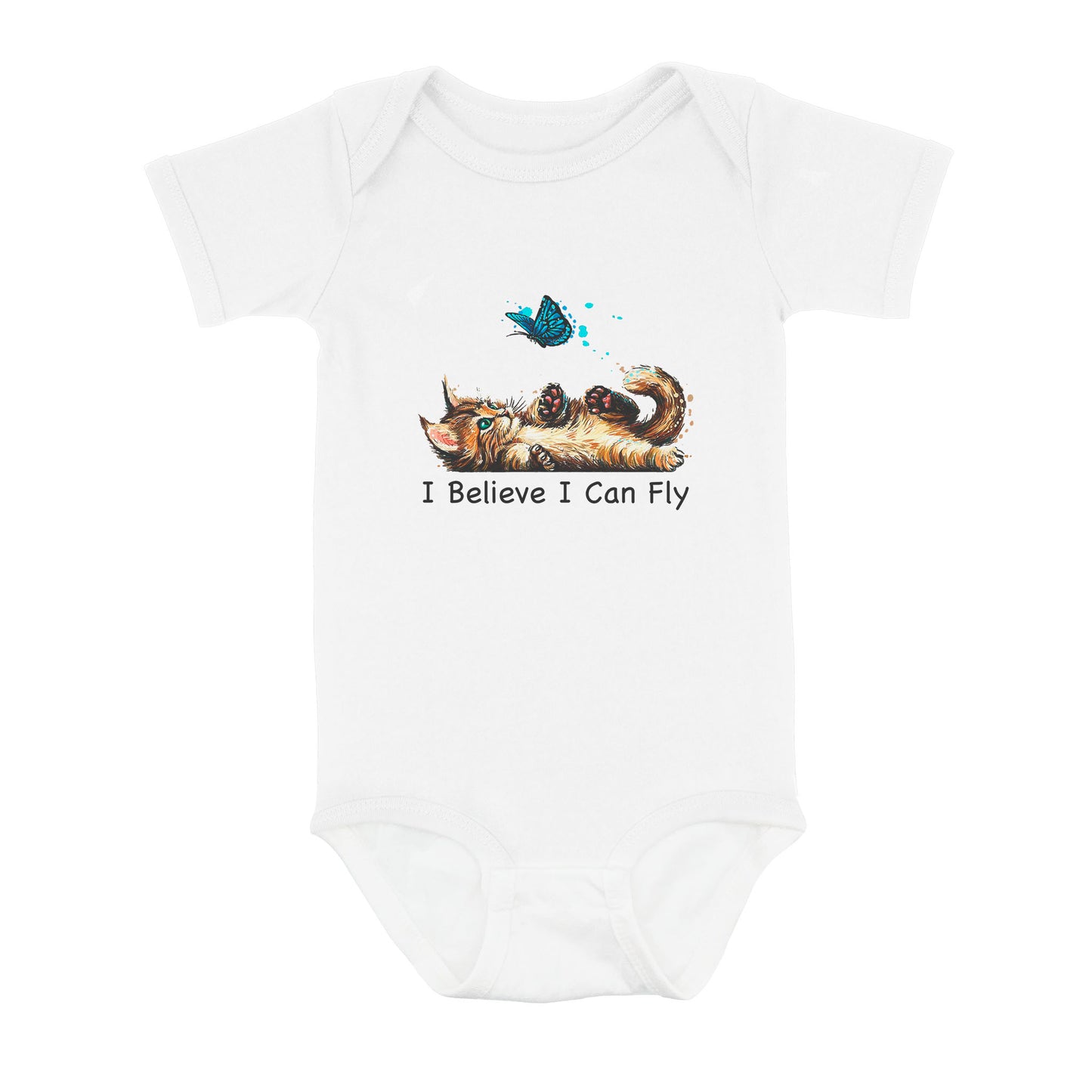 Funny Cat i Believe I Can Fly - Baby Onesie