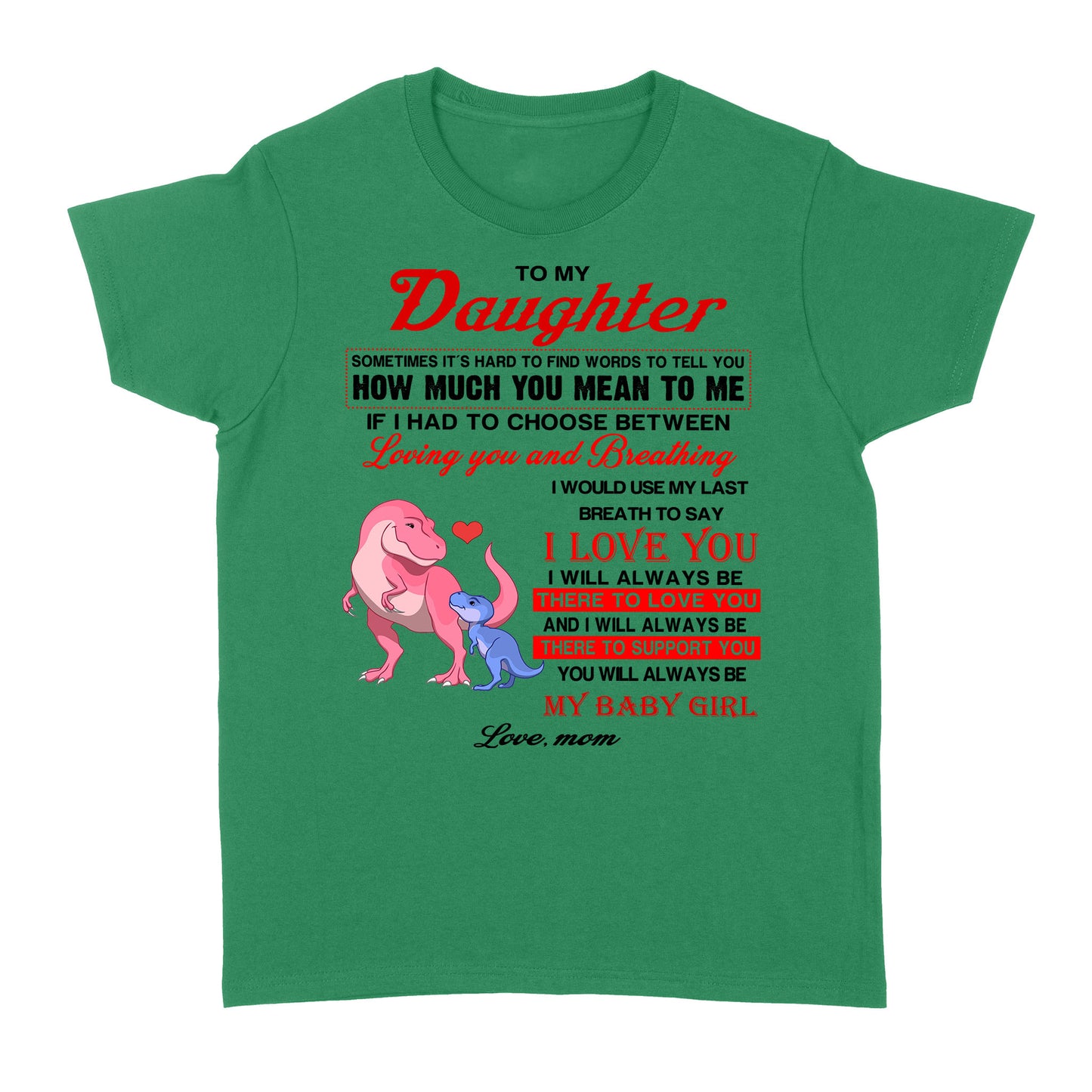 To My Daughter Sometimes It’s Hard To Find Words To Tell You How Much You Mean To Me, Mamasaurus - Standard Women's T-shirt