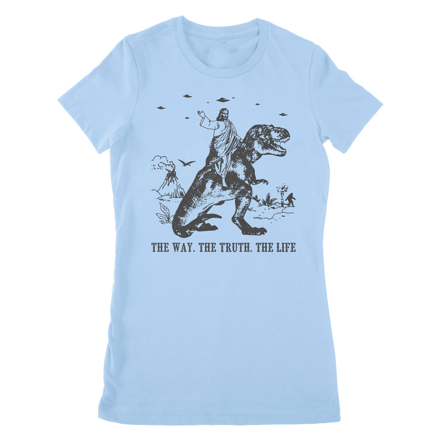 Premium Women's T-shirt - Jesus Riding Dinosaur The Way. The Truth. The Life