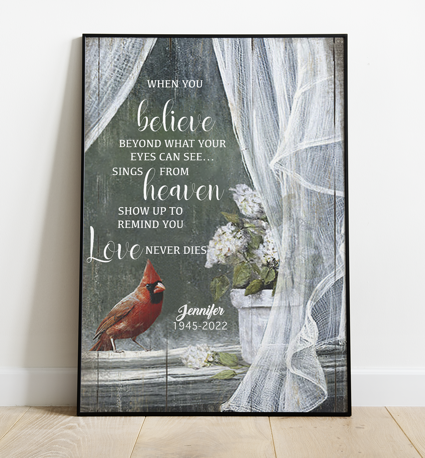 Personalized Cardinal Bird – When You Believe Beyond What Your Eyes Can See - Poster