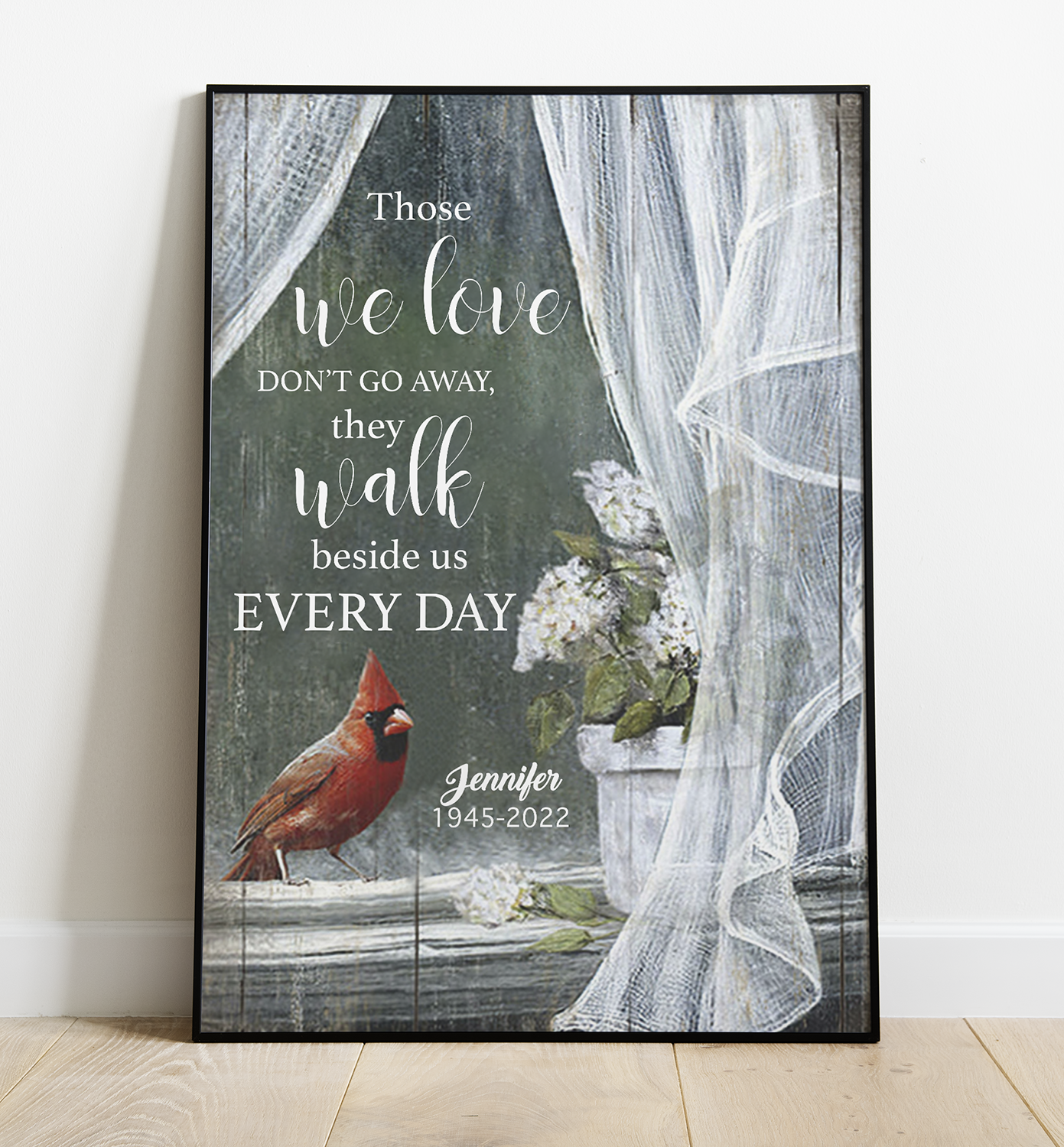 Personalized Cardinal Bird – Those We Love Don't Go Away They Walk Beside Us Every Day Poster