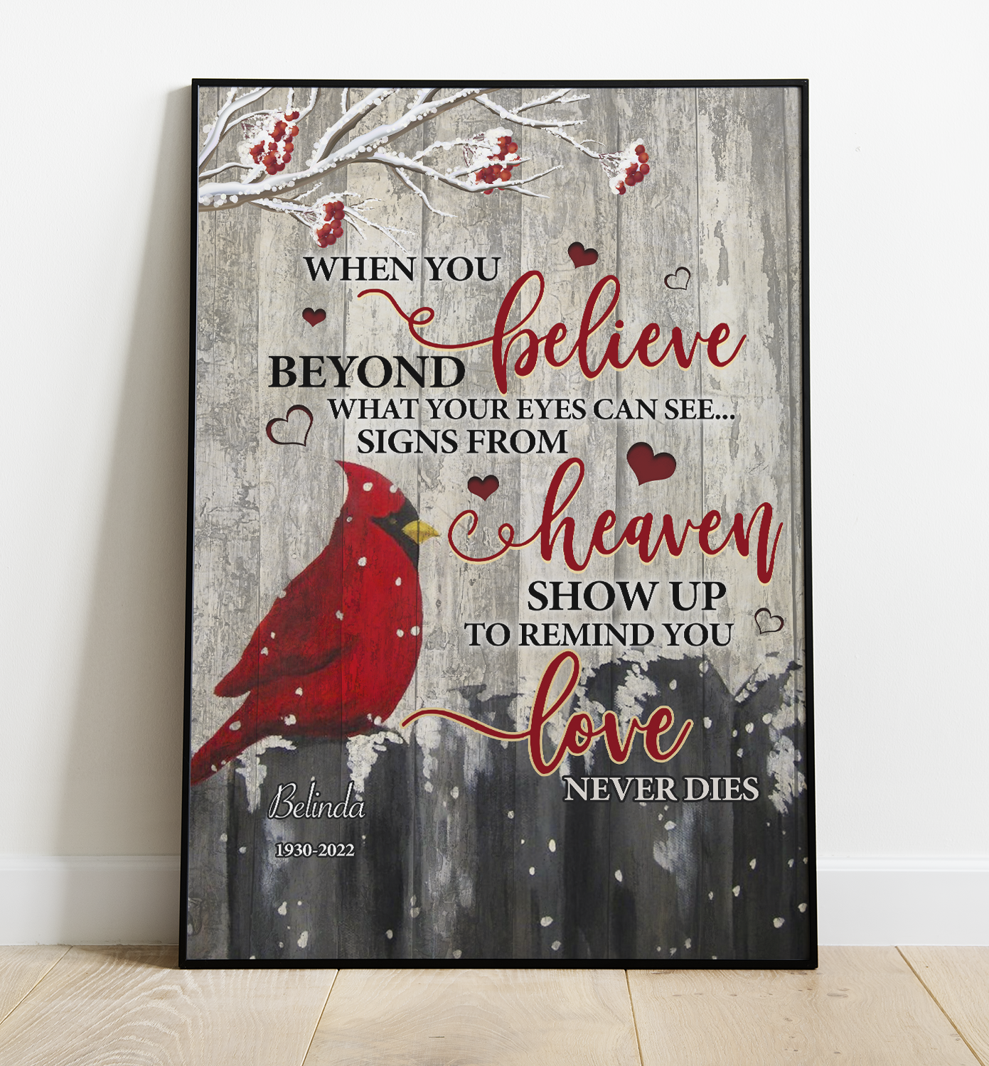 Personalized Cardinal Bird – When You Believe Beyond What Your Eyes Can See - Poster