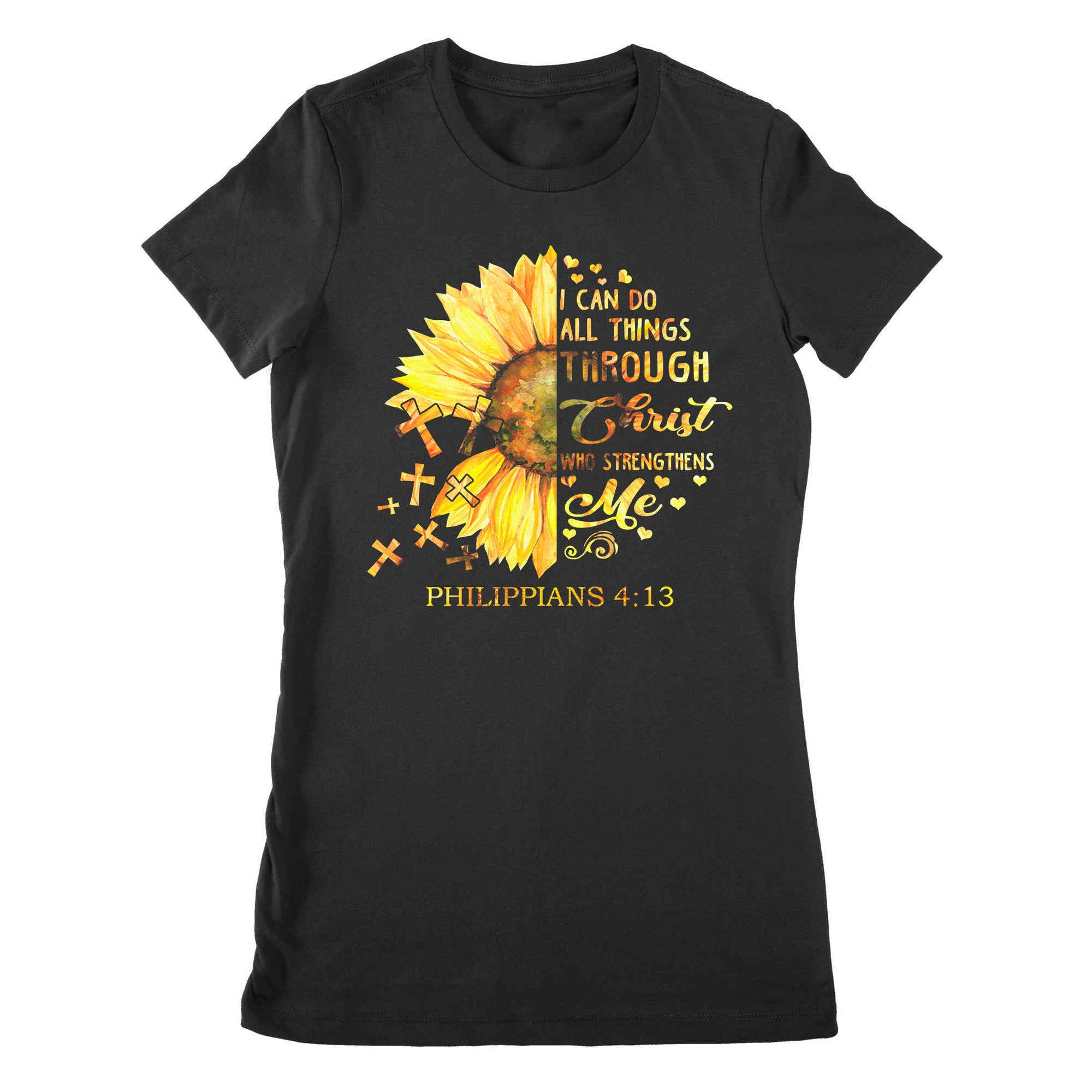 Premium Women's T-shirt - I Can Do All Things Through Christ Who Strengthens Me Daisy Flower