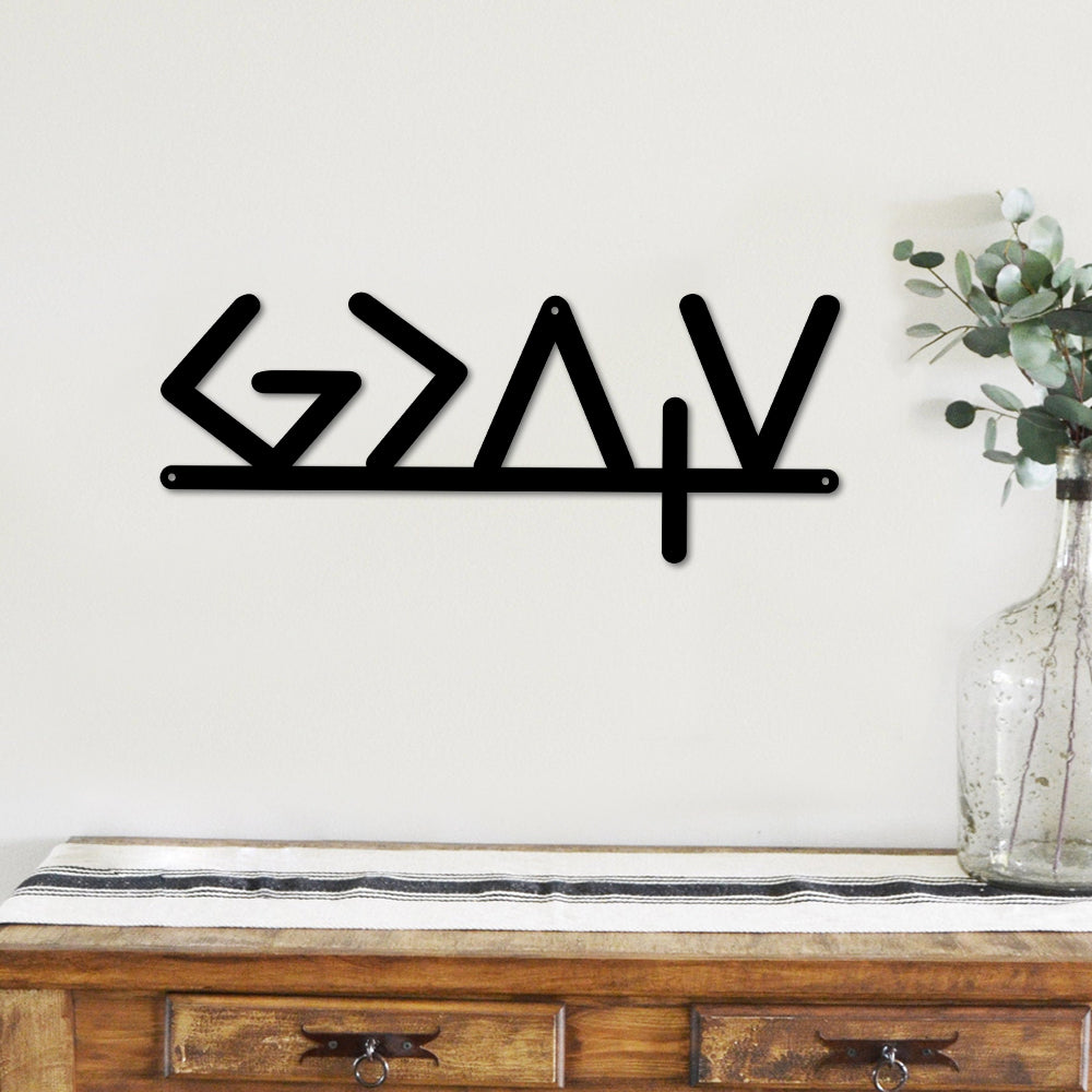 God Greater Than Highs And Lows Cut Metal Sign