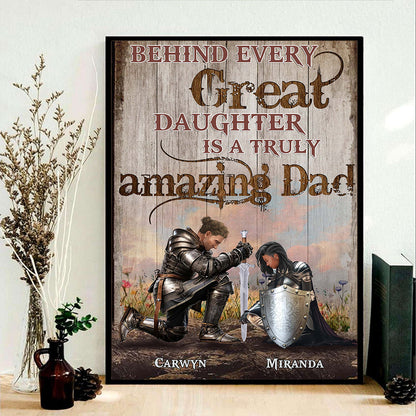 Personalized Dad And Daughter Warrior With Quote Love Poster Canvas